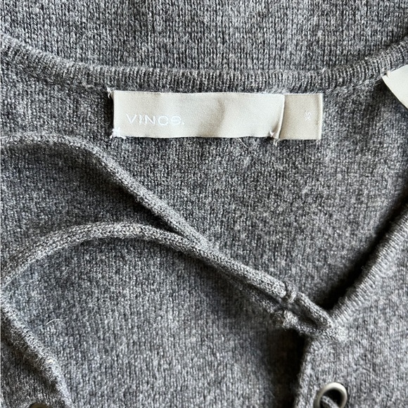 VINCE Merino Wool and Cashmere Lace Front Sweater Size XS in Charcoal Gray - Picture 10 of 11